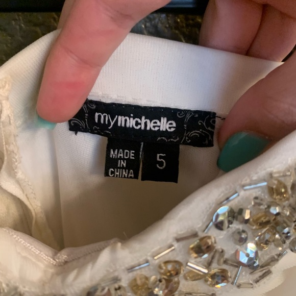 Strapless White Beaded My Michelle Dress - Picture 3 of 4